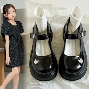 Scarpe Mary Jane da Ragazza Scarpe Basse in Vernice Principessa Con Fiocco di Strass Suola Morbida Traspirante Scarpe per Festa Scuola