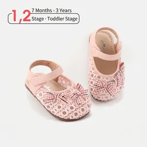 Kleinkinder Mädchen Sommer Sandalen Gewebt Weiche Sohle Rutschfest Prinzessin Baby Lauflernschuhe Mit Karomuster Schleife