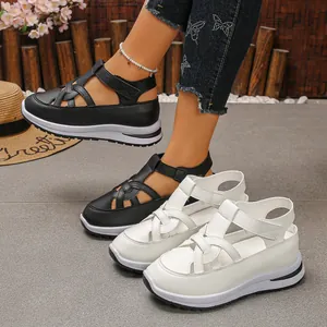 Damen Sport-Sandalen mit Plateausohle, atmungsaktiv, Hohl-Design und Klettverschluss