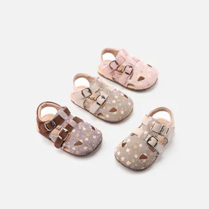 Toddler girls floral cutout sandals with soft soles available in four trendy colors