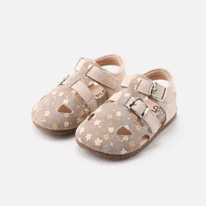 Toddler girls floral summer sandals with hollow-out design and soft anti-slip rubber soles