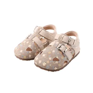 Infant girls floral summer sandals with elegant hollow out design and comfortable soft sole