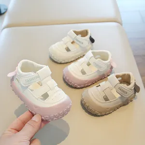 Summer Toddler Sandals Boys Girls Breathable Anti-collision Synthetic Leather PVC Sole Non-slip First Walkers Beach Shoes