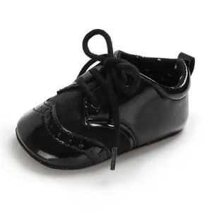 Classic black patent leather baby shoes with soft sole for infants 0-1 year old boys girls