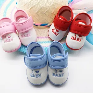 Zapatos Para Recién Nacido Suela Blanda Antideslizante Zapatos Para Caminar Para Bebés 0-1 Año Lona Zapatos Pre-andador Floral Rayado Bordado