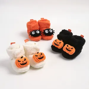 Βρεφικά Παπούτσια Περπατήματος Halloween Χειμερινά Λούτρινα Κολοκύθα Αράχνη Τέρας Μαλακή Σόλα Ζεστές Μπότες Fleece