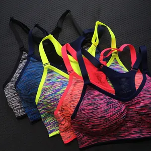 Soutien-gorge de Sport Femme Teinture Espace Séchage Rapide Sans Armature Sous-vêtement Yoga Fitness Top Réglable
