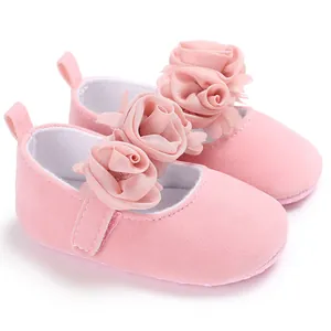 Niedliche rosa Baby Mädchen Prinzessin Schuhe mit weicher Sohle und 3D Blumenmuster