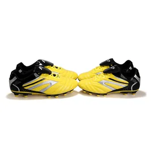 Chaussures de football professionnelles jaunes et noires pour enfants entraînement