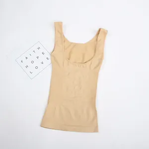 Débardeur gainant beige sans couture ventre plat shaper avec décolleté en U élégant