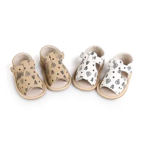 Soft sole infant walking sandals with cute leaf print for summer beach baby footwear