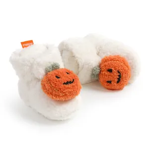 Simpatici stivaletti caldi in peluche con zucca di Halloween per neonati in autunno