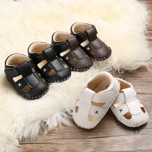 Baby Lauflernsandalen Sommer Kleinkinder Erstlingsschuhe Mit Kreuzstich Rutschfest PVC Weiche Sohle Klettverschluss Jungen