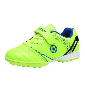 Profi-Kinderfußballschuhe in Neongrün mit Turfstollen und verstellbarem Riemen