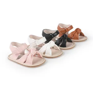 Baby Girl Walking Shoes Soft Sole Artificial Leather Bow Sandals Newborn Infant First Walker Non-slip Toddler Shoes Casual Summer Crib Shoes