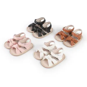 Soft sole infant sandals with bow for 0-1 year old baby walking shoes in four colors