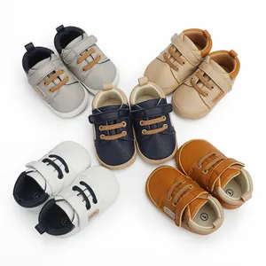 Collection of stylish baby boy soft sole pre-walker shoes in various neutral colors