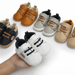 A collection of colorful soft-soled baby walking shoes for infants aged 0-12 months.