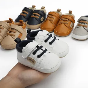 Close-up of premium infant walker shoes in various colors with durable Velcro strap.