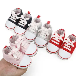 Soft sole canvas baby walking shoes for 0-1 year old infants in various colors