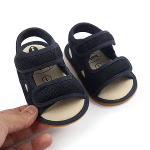 Marineblaue Baby-Sandalen aus Mesh mit rutschfesten Gummisohlen für den Sommer