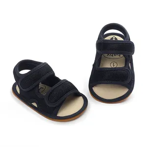 Dunkelblaue Baby-Lauflernschuhe aus Mesh mit rutschfester Gummisohle und Klett