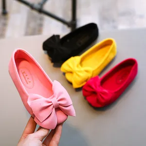 Mädchen Samt Prinzessin Flache Schuhe Süße Schleife Slipper Freizeitschuhe Für Kinder Party Alltag Einfarbige Runde Zehen Schuhe