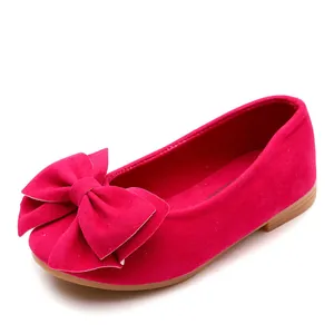 Rosa Mädchen Prinzessin flache Schuhe mit großer Schleife aus weichem Wildleder
