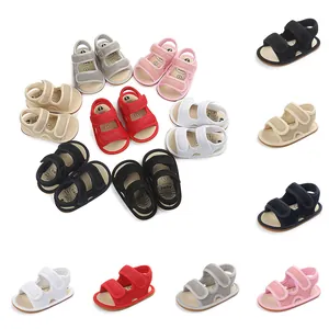 Sommer Atmungsaktive Baby Lauflernschuhe Rutschfest Weiche PVC Sohle Mesh Baumwolle Stoff Kleinkind Sandalen Klettverschluss Schuhe Jungen Mädchen