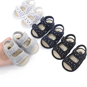 Soft sole anti-slip baby summer pre-walker sandals in grey, white, navy and black