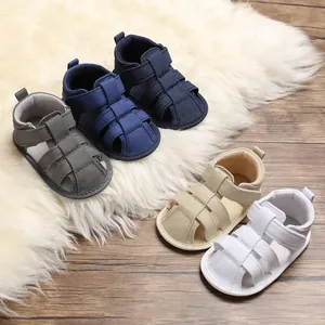 Variety of soft-sole closed-toe baby sandals in five colors for infant boys