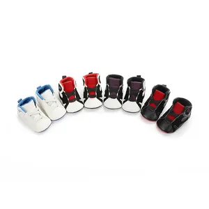 Assorted colorful baby basketball sneaker styles with soft anti-slip soles for infants