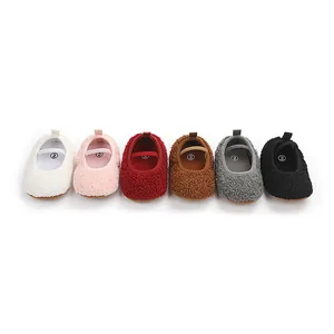Multi-color fuzzy baby shoes collection with elastic straps for newborns and infants