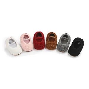 Soft fleece infant walking shoes shown in a variety of vibrant colors