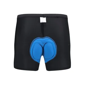 Detalle de ropa interior de ciclismo transpirable con cojín acolchado azul grueso.