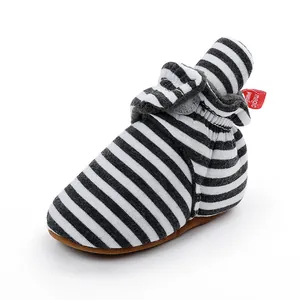 Détails de bottes d'hiver rayées pour bébé doublées polaire avec semelle souple
