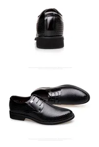 Chaussures de ville professionnelles en cuir perforé noir pour hommes à lacets respirants