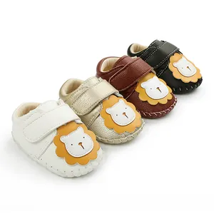 Chaussures Bébé Marche Cuir Artificiel Semelle en Caoutchouc Antidérapante Lion Dessin Animé Décontracté Chaussures Garçons Filles