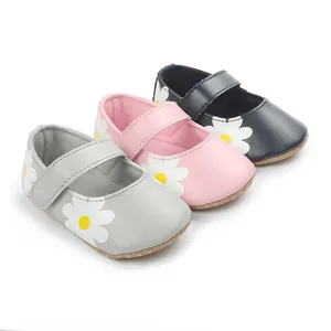 Infant Baby Girl Boy Soft Sole Walking Shoes Artificial PU Leather Daisy Floral Print Mary Jane First Walkers Sneakers