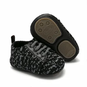 Breathable knit baby sneakers with non-slip rubber soles for comfortable early walking
