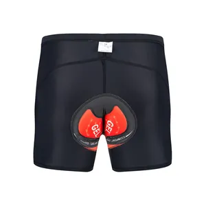 Detailed rear view of cycling underwear featuring thick red gel padding for comfort
