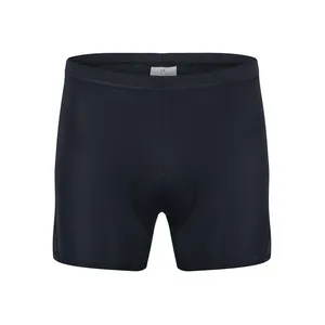 Front view of black quick-dry cycling shorts with protective padded seat area detail
