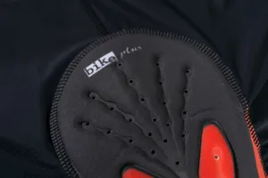Detailed macro view of breathable thick silicone padding inside quick dry cycling shorts