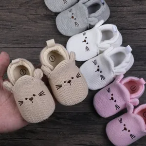 Variety of soft knit baby walking shoes with cute animal face embroidery details