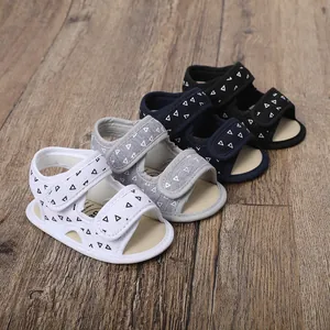 Soft fabric baby sandals with triangle pattern for infants 0-1 year, multi-color.