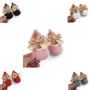 Zapatos de Aprendizaje para Bebé Niña Princesa con Lazo Transpirables de Punto Suela Blanda para Fiesta Casual Diario