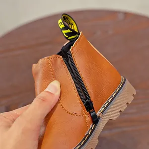 Botas Martin retro marrones para niños con suela de goma antideslizante y duradera