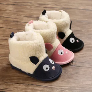 Bottes de Neige d'Hiver pour Bébé Motif Animal de Dessin Animé Semelle Souple Chaussures de Marche Polaire Chaude Antidérapante Nourrissons