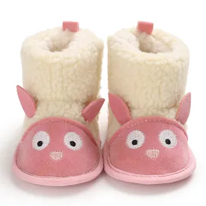 Bottes de neige bébé mouton rose avec doublure polaire douce et semelles souples