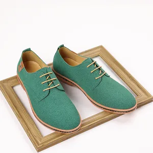Top view detail of men's green matte leather shoes featuring British casual style design